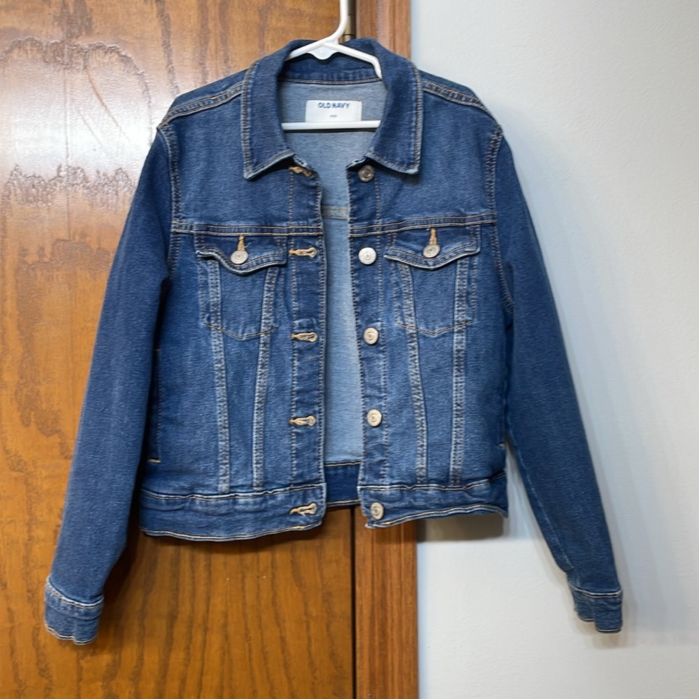 OLD NAVY UEC Girls Size Medium (8) Jean Jacket Pockets Collar Denim Button - Picture 2 of 14